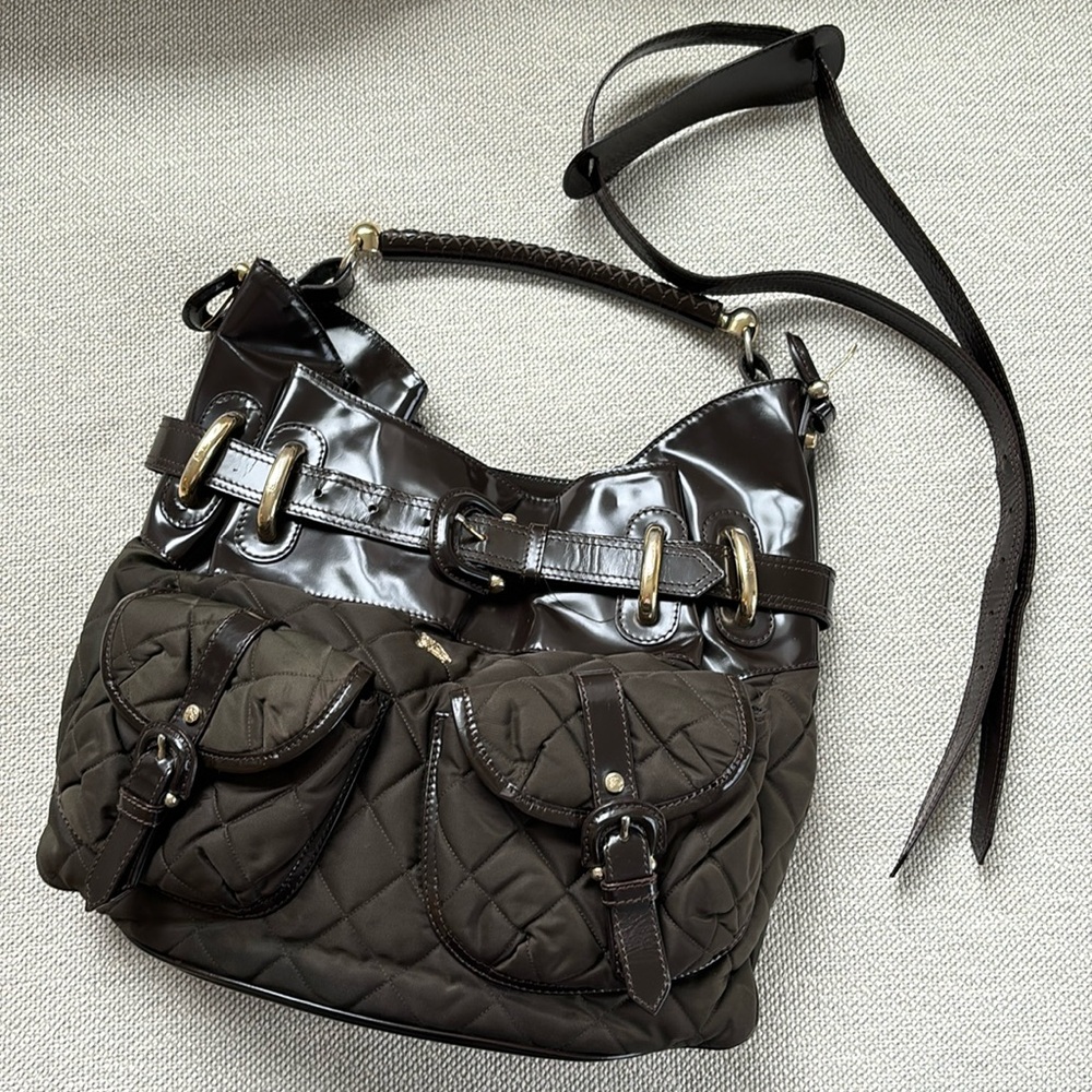 Burberry Quilted nylon and leather bag